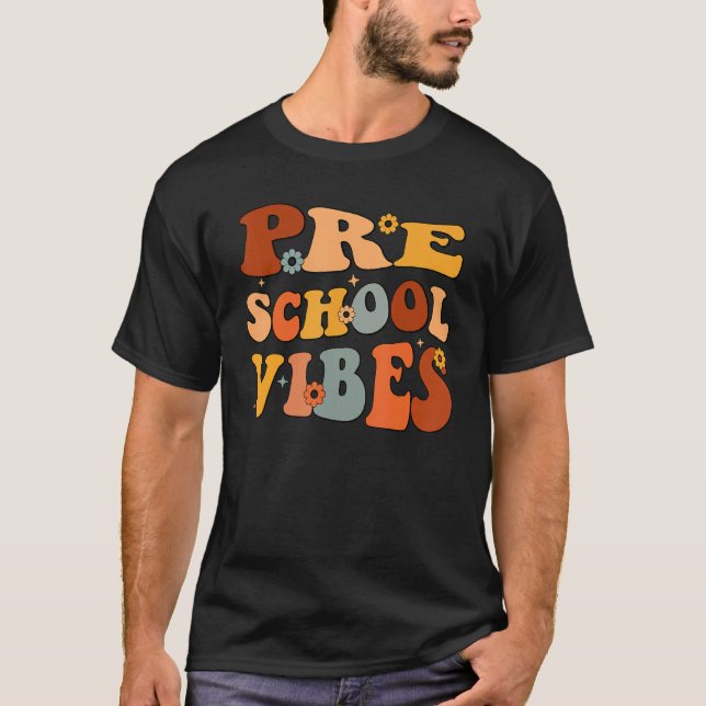 T-shirt Vibes Préscolaire Équipe Préscolaire Rétro 1Er Jou (Devant)