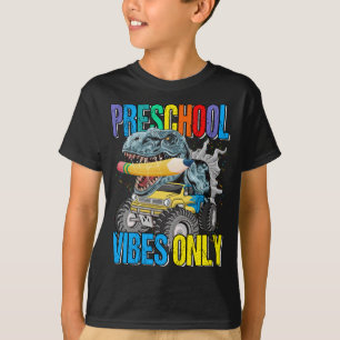 T-shirt Vibes préscolaires Monster Truck Dinosaur Garçons