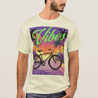 T-shirt "Vibes" Rétro Bicyclette Sunset City