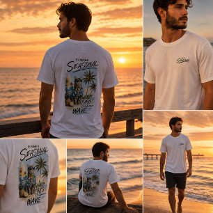 T-shirt Vibes Rétro d'Été Chat Surfeur Californie Années 8