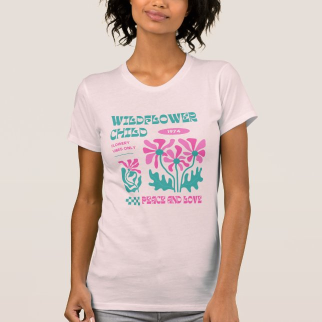 T-shirt Vibes rétro Fleur sauvage super (Devant)