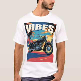 T-shirt "Vibes" Rétro Moto Cityscape