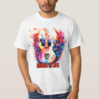 T-shirt Vibes rétro : Tee de guitare Vintage colorée