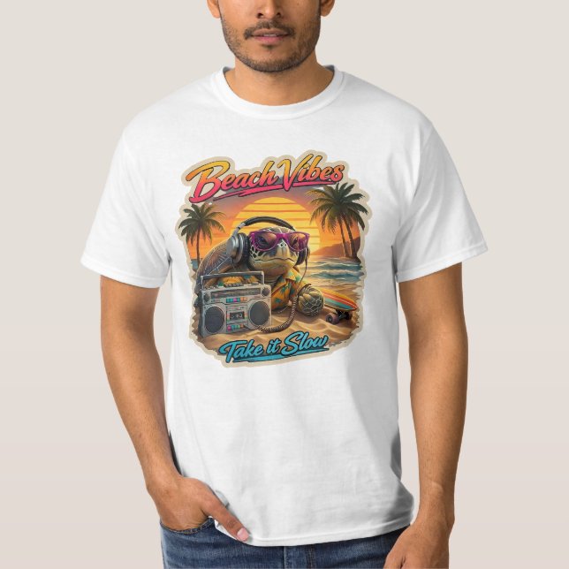 T-shirt Vibes Rétro Turtle Beach - Graphisme de Détente Es (Devant)