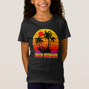 T-Shirt Vibes sauvages rétro d'été avec design de palmiers
