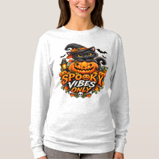 T-shirt Vibes Sombres Uniquement – Chat Noir Mignon Hallow