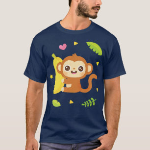T-shirt Vibes tropicales du singe mignon et de la banane