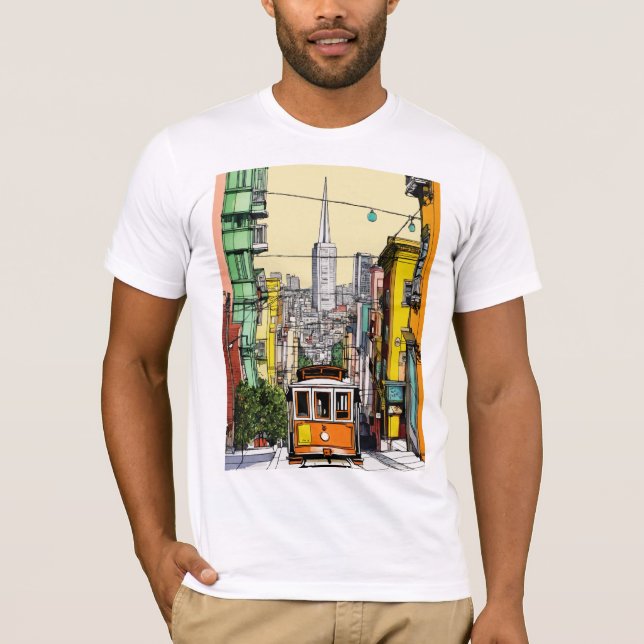 T-shirt Vibes urbaines : San Francisco Streetcar Art T-Shi (Devant)