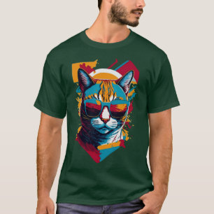 T-shirt Vibes vintages et flair Retro Cool Cat 1
