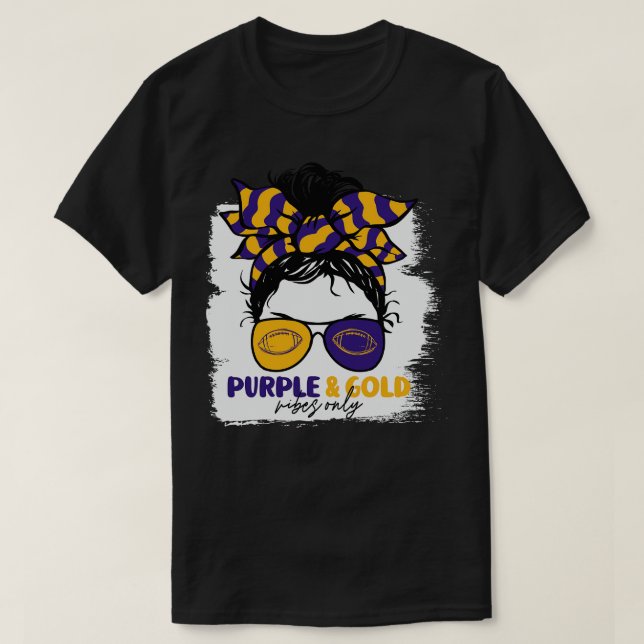 T-shirt Vibes violet et or seulement Maman Messy Cheveux G (Design devant)