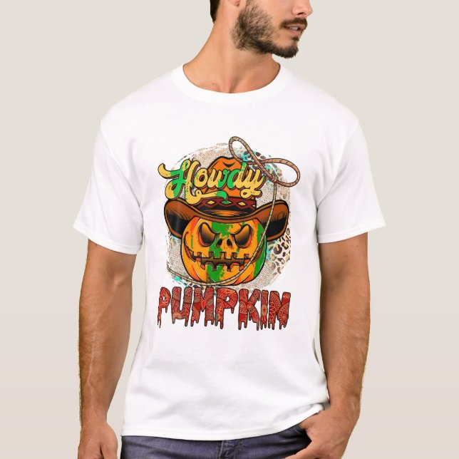 T-shirt Vibes western de citrouille cowboy (Devant)