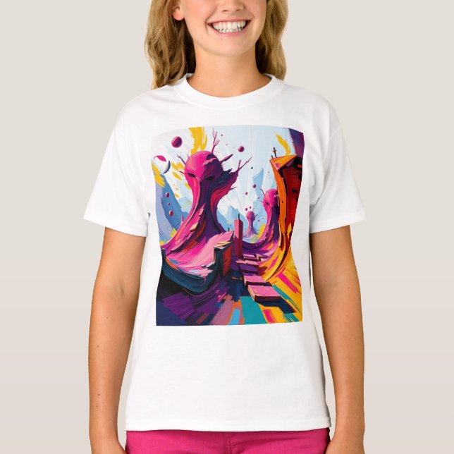 T-shirt Vibrant Abstract Fantasy Landscape (Devant)