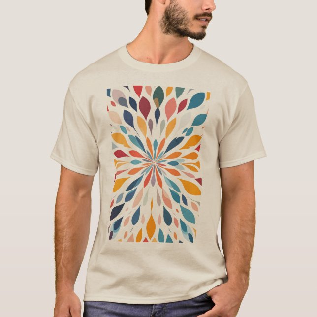 T-shirt Vibrant Abstract Floral Burst Pattern  (Devant)