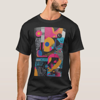 T-shirt Vibrant Abstract Geometry Glitch Pop Chaos Design 