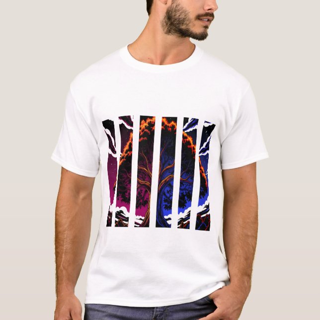 T-shirt vibrant Abstract Tree Split Panel graphic (Devant)