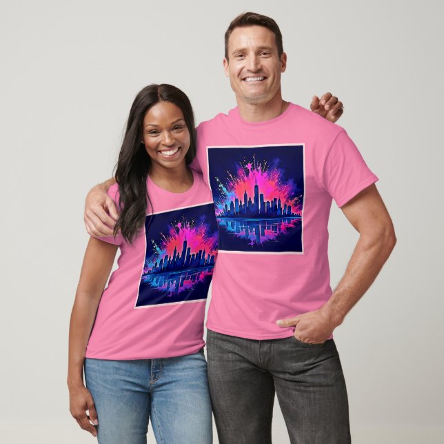 T-shirt Vibrant art de splash Cityscape (Unisexe)