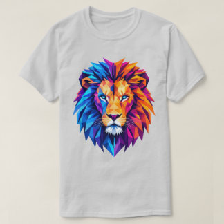 T-Shirt Vibrant Art Lion Géométrique