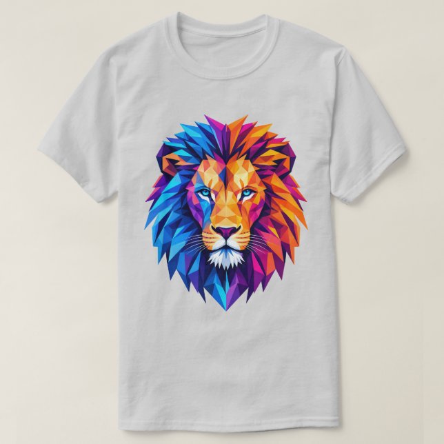 T-Shirt Vibrant Art Lion Géométrique (Design devant)
