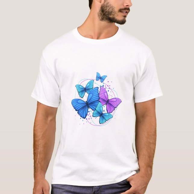 T-shirt Vibrant Blue & Purple Butterfly Artwork – Aestheti (Devant)
