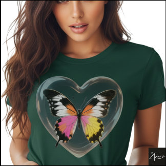 T-shirt Vibrant Butterfly Glossy Heart Pop Art
