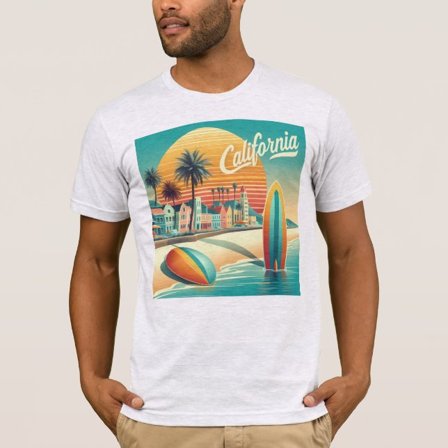 T-shirt Vibrant California Beach Town (Devant)