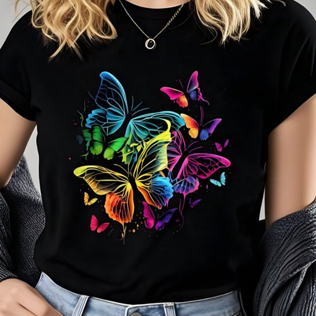 T-shirt Vibrant Colorful Watercolor Butterfly Women’s  (Créateur téléchargé)