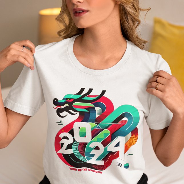 T-shirt Vibrant Dragon 2024 - Graphique Zodiac moderne (Créateur téléchargé)