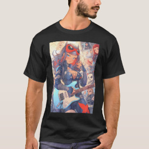 T-shirt Vibrant Et Dynamique Anime Comic Et Punk Rock Art