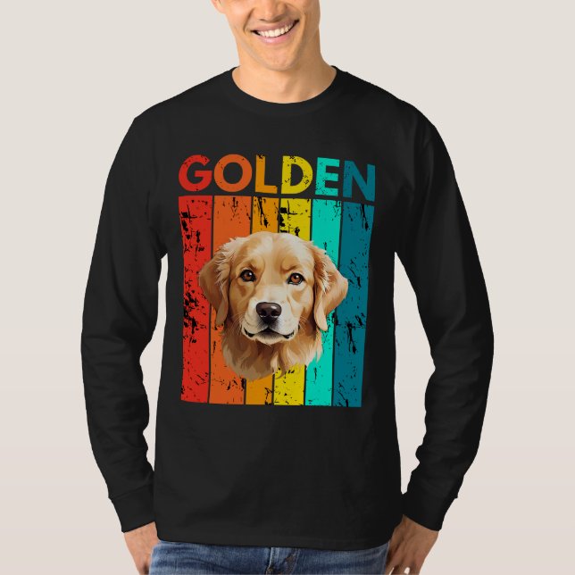 T-shirt Vibrant Golden Retriever Retro Design (Devant)