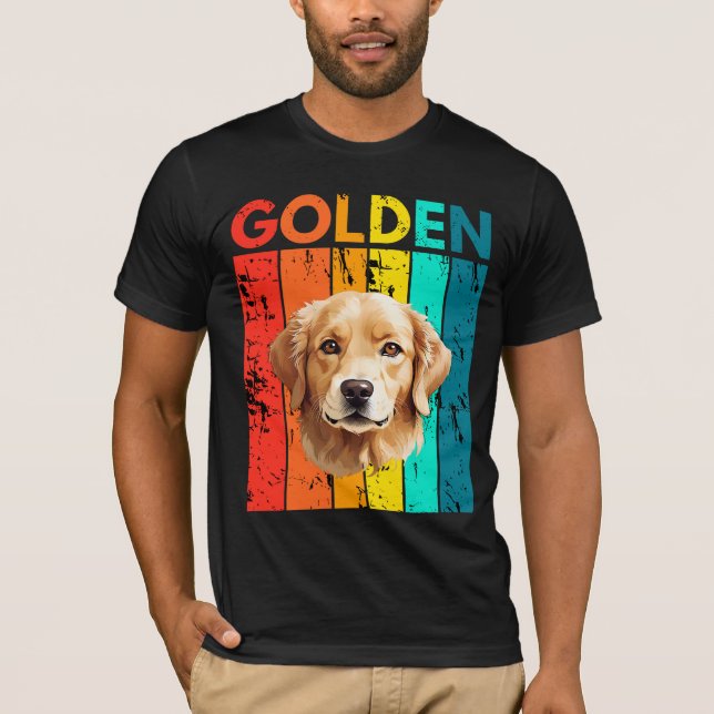 T-shirt Vibrant Golden Retriever Retro Design (Devant)