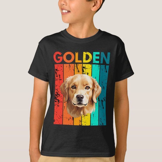 T-shirt Vibrant Golden Retriever Retro Design (Devant)