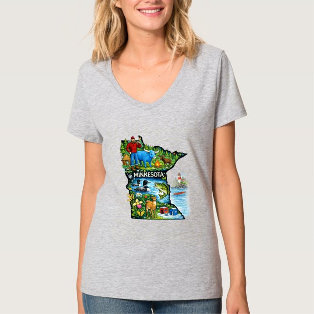 T-shirt Vibrant Minnesota State Map-Paul Bunyan/Northwoods (Devant)