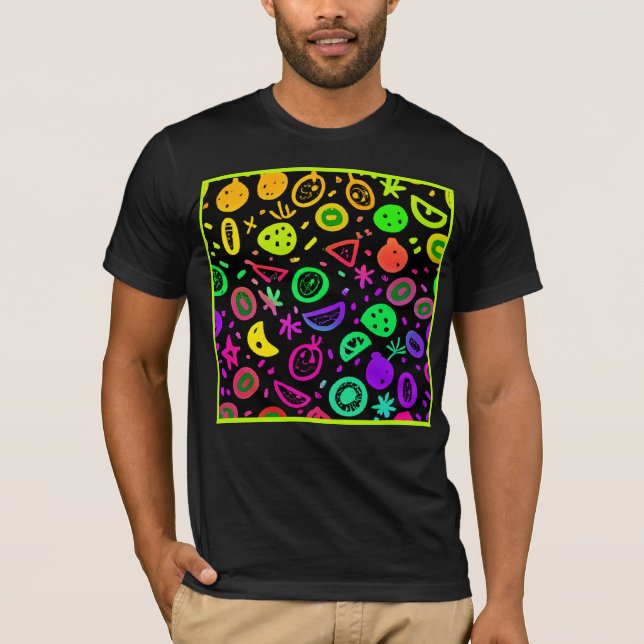 T-shirt Vibrant Neon Fruits Motif Art (Devant)