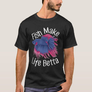 T-shirt Vibrant Poisson Combattant Bleu et Rose - Les Pois