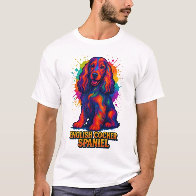 T-shirt Vibrant Pop Art English Cocker Spaniel  (Devant)