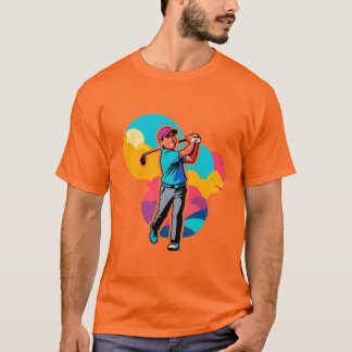 T-shirt Vibrant Pop-Art Golfer Swinging a Driver on Green