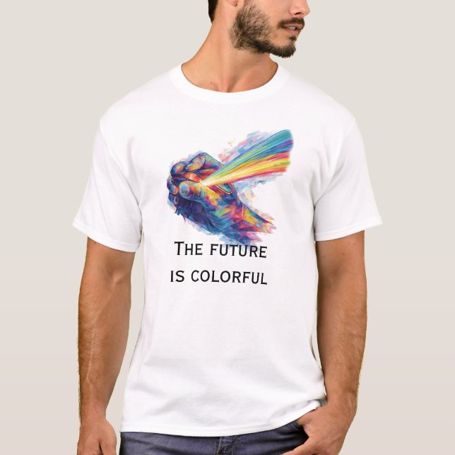 T-shirt Vibrant Prism Hand: Rainbow Neon Spray (Devant)