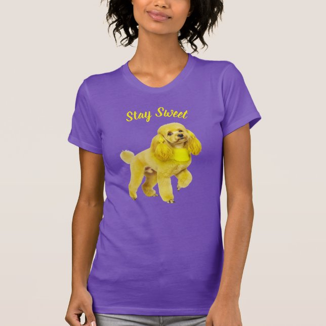 T-Shirt Vibrant Purple Poodle Art Reste Mignon (Devant)