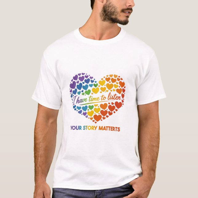 T-shirt Vibrant rainbow heart collage with flowing script  (Devant)