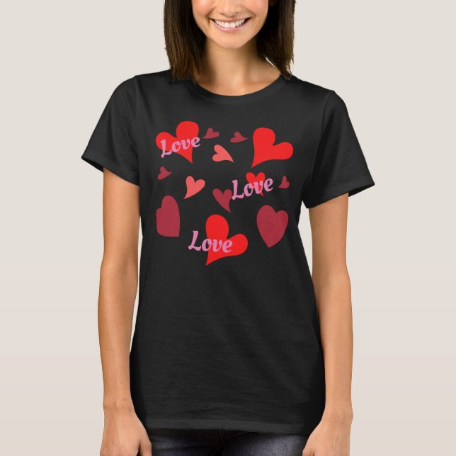 T-shirt Vibrant red hearts background (Devant)