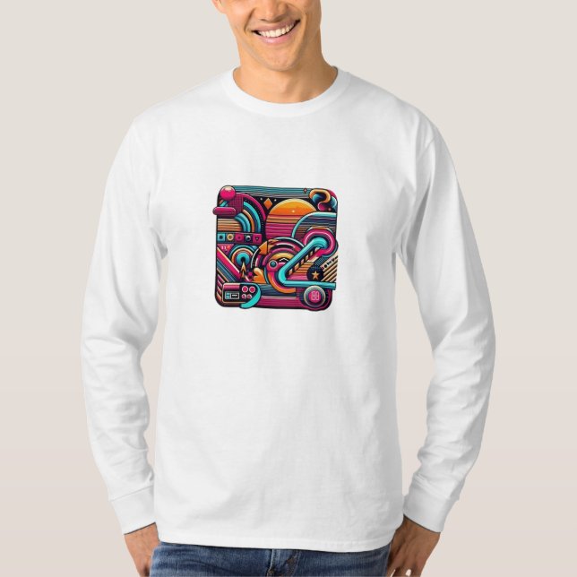 T-shirt "Vibrant Retro Neon Geometry" (Devant)