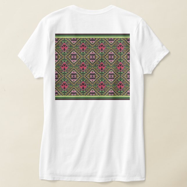 T-shirt Vibrant rose et vert tissu Abstrait Art (Couchage Retour)