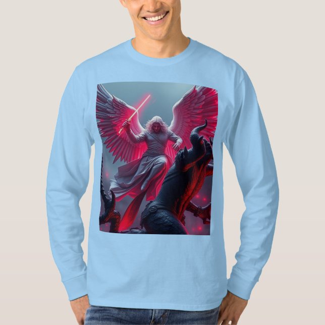 T-shirt Vibrant St Michael Archangel Long Manches Tee Homm (Devant)