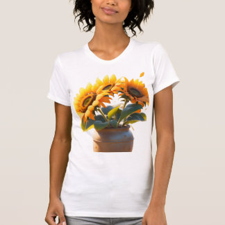T-shirt Vibrant Sunflowers in a Rustic Pot