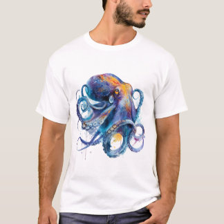 T-shirt Vibrant Watercolor Octopus — Coastal Ocean Art