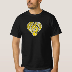 T-shirt Vibrations Amour Musical Cœur Jaune Note De Musiqu