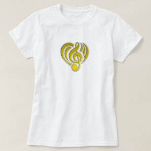 T-shirt Vibrations Amour Musical Cœur Jaune Note De Musiqu