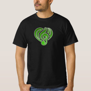 T-shirt Vibrations Amour Musical Cœur Vert Note De Musique