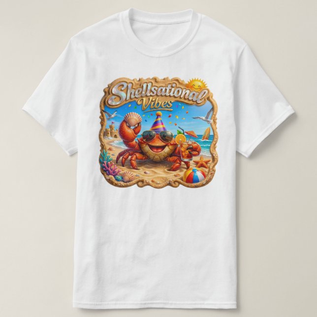 T-shirt Vibrations Coquillages – L'Art Joyeux de la Plage  (Design devant)