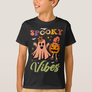 T-shirt Vibrations Effrayantes Fantôme Et Citrouille Hallo